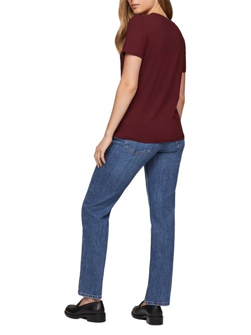 T-shirt donna bordeaux in cotone Tommy Hilfiger | WW0WW40276VLP